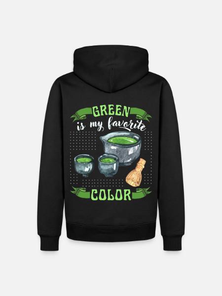 Thé Matcha, Thé Vert, Dicton Drôle - Sweat à capuche Premium bio Homme - noir