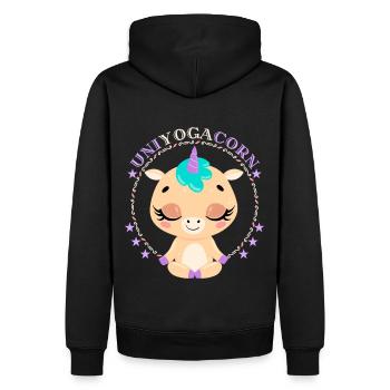 Licorne de yoga, licorne de yoga, dicton drôle - Sweat à capuche Premium bio Homme - noir - Dos - Nico (187cm)