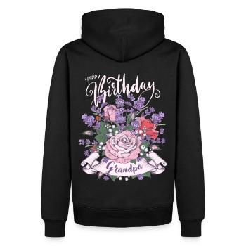 Vintage-Stil Happy-Birthday-Grandpa Opa Geburtstag - Männer Premium Bio Hoodie - Schwarz - Hinten - Nico (187cm)