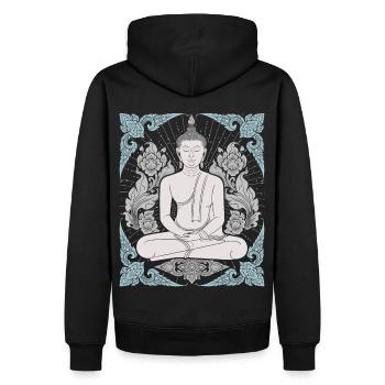 Bouddhisme Thaï-Bouddha Méditation-Bouddha Thaïlande - Sweat à capuche Premium bio Homme - noir - Dos - Nico (187cm)