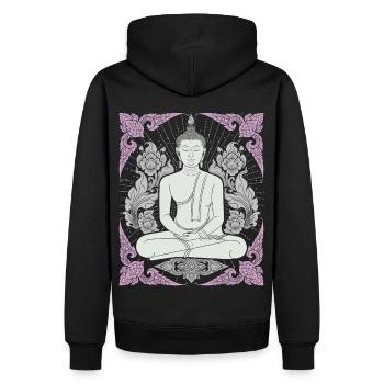 Bouddhisme Thaï-Bouddha Méditation-Bouddha Thaïlande - Sweat à capuche Premium bio Homme - noir - Dos - Nico (187cm)