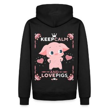 Porcelet, cochon, porcelet-porcelet, drôle de dicton - Sweat à capuche Premium bio Homme - noir - Dos - Nico (187cm)