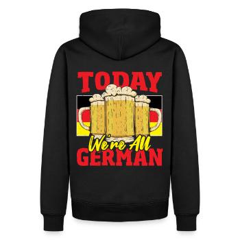 Heute sind wir alle Deutsch Oktober Bierfest - Männer Premium Bio Hoodie - Schwarz - Hinten - Nico (187cm)