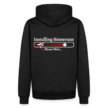 Installiere Homeruns Bitte warten - Baseball - Männer Premium Bio Hoodie - Schwarz - Hinten - Nico (187cm)