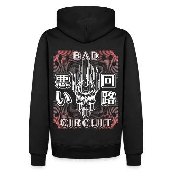 Circuit, carte d’ordinateur, dicton de crâne - Sweat à capuche Premium bio Homme - noir - Dos - Nico (187cm)