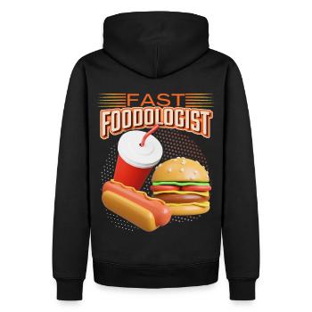 Fast Food, Hamburger und Hot-Dog lustiger Spruch - Männer Premium Bio Hoodie - Schwarz - Hinten - Nico (187cm)