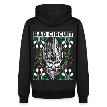 Carte d’ordinateur, circuit, crâne disant - Sweat à capuche Premium bio Homme - noir - Dos - Nico (187cm)