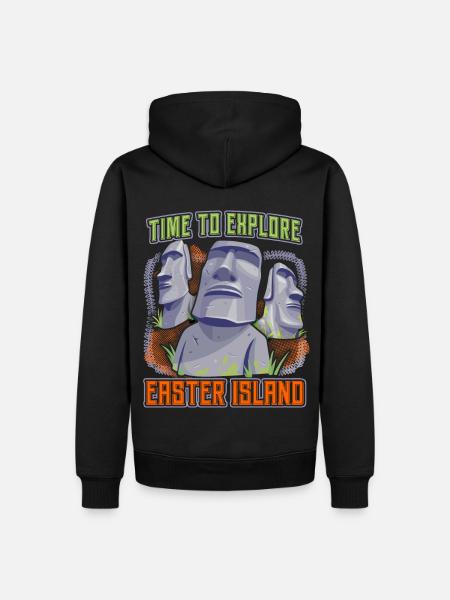 Steinköpfe, Moai, Osterinsel Rapa-Nui - Männer Premium Bio Hoodie - Schwarz