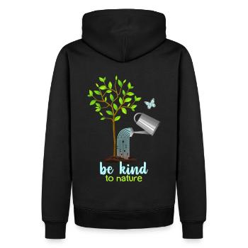 Nature conservation, tree and watering can, environmental protection - Men’s Premium Organic Hoodie - black - Back - Nico (187cm)