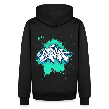 Graffiti urbain, style grunge, graffiti grunge - Sweat à capuche Premium bio Homme - noir - Dos - Nico (187cm)