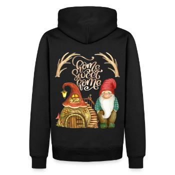 Gnom-Zwerg, Zwergenhaus, Märchen mit Zwergen - Männer Premium Bio Hoodie - Schwarz - Hinten - Nico (187cm)