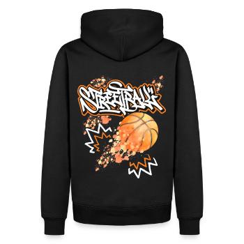 Streetball-Design, Basketball, Graffiti-Streetball - Männer Premium Bio Hoodie - Schwarz - Hinten - Nico (187cm)
