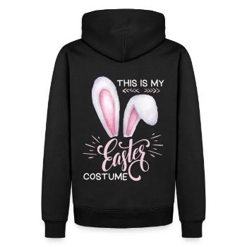 Lapin de Pâques, dicton drôle, oreilles de lapin, Pâques - Sweat à capuche Premium bio Homme - noir - Dos - Nico (187cm)