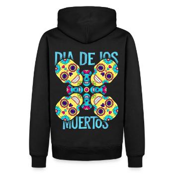 Dia-De-Los-Muertos, Crâne de sucre, Crâne, Crâne - Sweat à capuche Premium bio Homme - noir - Dos - Nico (187cm)