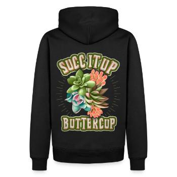 Succulentes, succulentes, dicton drôle, jeu de mots - Sweat à capuche Premium bio Homme - noir - Dos - Nico (187cm)