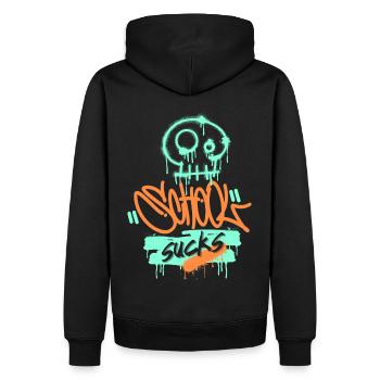 École, frustration scolaire, drôle de dire style graffiti - Sweat à capuche Premium bio Homme - noir - Dos - Nico (187cm)