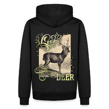Cerf vintage, cerf d’amour, dire - Sweat à capuche Premium bio Homme - noir - Dos - Nico (187cm)