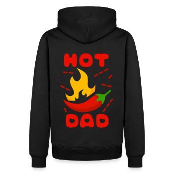 Papa-Papa Fête des Pères, dicton drôle, papa chaud - Sweat à capuche Premium bio Homme - noir - Dos - Nico (187cm)