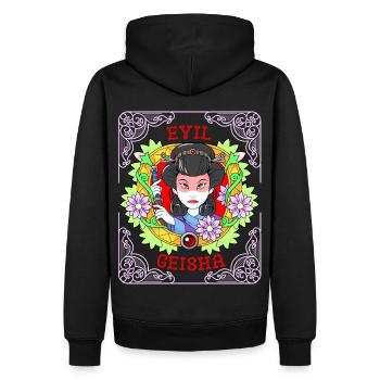 Geisha-Girl, Japan, Comic Style, - Männer Premium Bio Hoodie - Schwarz - Hinten - Nico (187cm)