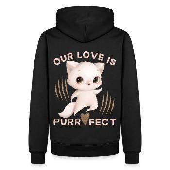 Valentin-Katze Valentinstag-Liebe lustiger Spruch - Männer Premium Bio Hoodie - Schwarz - Hinten - Nico (187cm)