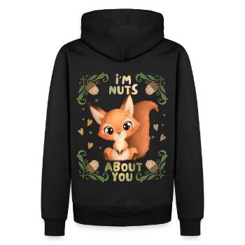 Eichhörnchen-Liebe, I'm-Nuts-About-You Spruch - Männer Premium Bio Hoodie - Schwarz - Hinten - Nico (187cm)