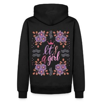 C’est-une-fille, petite fille, annonce, disant - Sweat à capuche Premium bio Homme - noir - Dos - Nico (187cm)
