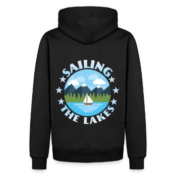 Segler, Segelboot, Jolle, lustiger Spruch - Männer Premium Bio Hoodie - Schwarz - Hinten - Nico (187cm)