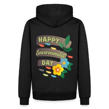 Journée mondiale de l’environnement, Bonne Journée de l’environnement avec des fleurs - Sweat à capuche Premium bio Homme - noir - Dos - Nico (187cm)