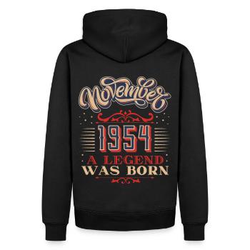 1954, anniversaire, novembre 1954, 11.1954, 11-1954 - Sweat à capuche Premium bio Homme - noir - Dos - Nico (187cm)