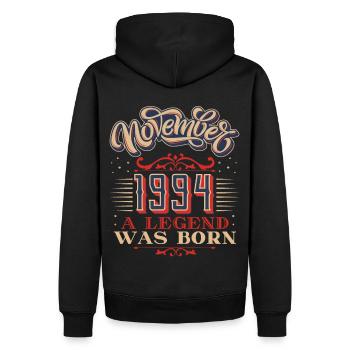 1994, anniversaire, novembre 1994, 11.1994, 11-1994 - Sweat à capuche Premium bio Homme - noir - Dos - Nico (187cm)