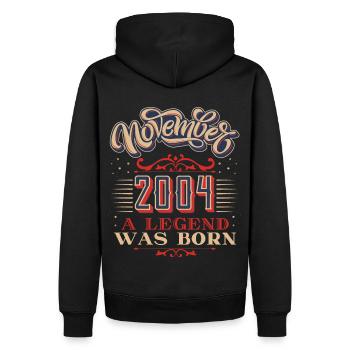 2004, birthday, November 2004, 11.2004, 11-2004 - Men’s Premium Organic Hoodie - black - Back - Nico (187cm)