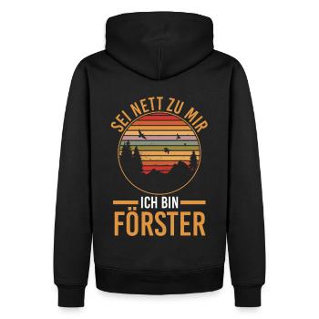 Waldarbeiter Holzfäller Waldarbeit Förster - Männer Premium Bio Hoodie - Schwarz - Hinten - Nico (187cm)