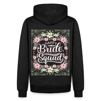 Happy-Bride-Squad, Team Bride, Dicton, Calligraphie - Sweat à capuche Premium bio Homme - noir - Dos - Nico (187cm)