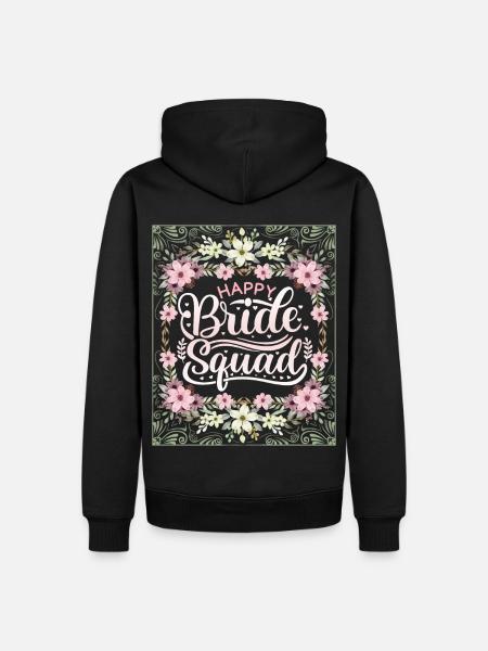 Happy-Bride-Squad, Team Bride, Saying, Calligraphy - Men’s Premium Organic Hoodie - black