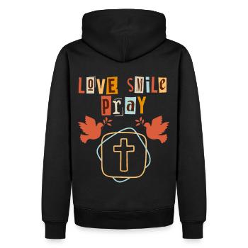 Jésus-Christ disant avec des colombes de paix - Sweat à capuche Premium bio Homme - noir - Dos - Nico (187cm)
