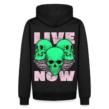 3 crânes, 3 crânes, ailes d’ange disant - Sweat à capuche Premium bio Homme - noir - Dos - Nico (187cm)