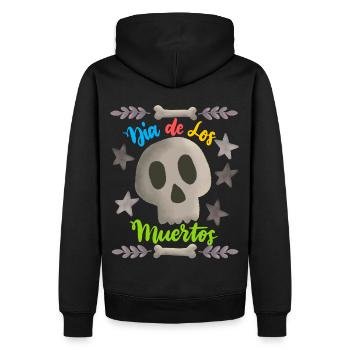 Dia-de-los-Muertos, Day-of-the-Dead, Sugar-Skull - Männer Premium Bio Hoodie - Schwarz - Hinten - Nico (187cm)