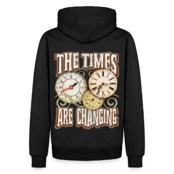 Spruch mit Uhr, Taschenuhr, Motivation-Inspiration - Männer Premium Bio Hoodie - Schwarz - Hinten - Nico (187cm)
