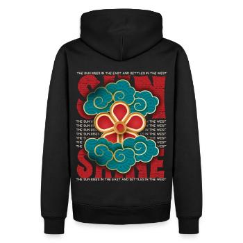 Sommer Summer, Sonne, Wolken 3d Asien Design - Männer Premium Bio Hoodie - Schwarz - Hinten - Nico (187cm)