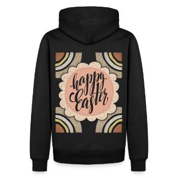 Vintage Pâques Joyeuses Pâques Dicton Calligraphie - Sweat à capuche Premium bio Homme - noir - Dos - Nico (187cm)