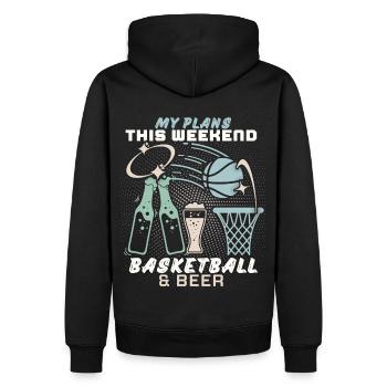 Basketball und Bier lustiger Spruch, Wochenende - Männer Premium Bio Hoodie - Schwarz - Hinten - Nico (187cm)