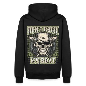 Lachender Totenkopf, Totenschädel, Piraten Skull - Männer Premium Bio Hoodie - Schwarz - Hinten - Nico (187cm)