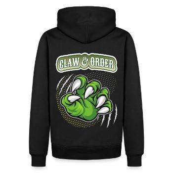 Klaue, Dinosaurier Kralle lustiger Spruch, Pun - Männer Premium Bio Hoodie - Schwarz - Hinten - Nico (187cm)