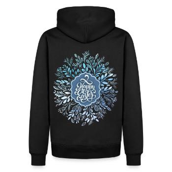Happy Easter, Easter wreath, watercolor, calligraphy - Men’s Premium Organic Hoodie - black - Back - Nico (187cm)