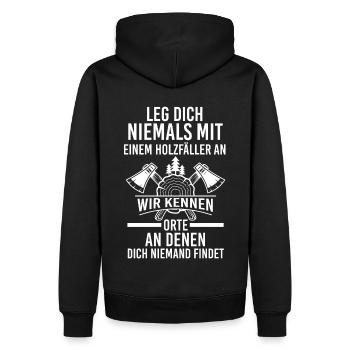 Waldarbeiter Förster Waldarbeit Holzfäller - Männer Premium Bio Hoodie - Schwarz - Hinten - Nico (187cm)