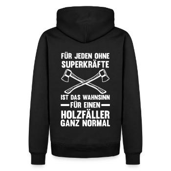 Waldarbeiter Förster Waldarbeit Holzfäller - Männer Premium Bio Hoodie - Schwarz - Hinten - Nico (187cm)