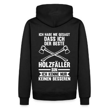 Waldarbeiter Förster Waldarbeit Holzfäller - Männer Premium Bio Hoodie - Schwarz - Hinten - Nico (187cm)