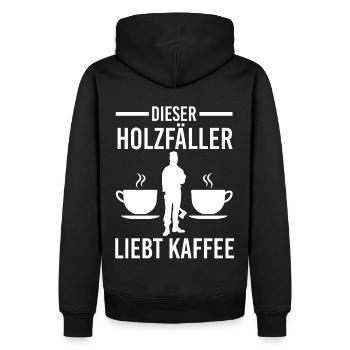 Waldarbeiter Förster Waldarbeit Kaffee Holzfäller - Männer Premium Bio Hoodie - Schwarz - Hinten - Nico (187cm)