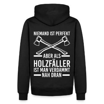 Waldarbeiter Förster Waldarbeit Holzfäller - Männer Premium Bio Hoodie - Schwarz - Hinten - Nico (187cm)