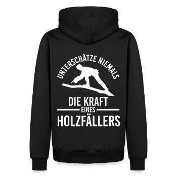 Waldarbeiter Förster Waldarbeit Holzfäller - Männer Premium Bio Hoodie - Schwarz - Hinten - Nico (187cm)